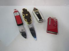 4 Franklin mint novelty pocket knives, Coca Cola, Texaco, Dracula, Miller Beer. All in original