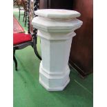 White painted concrete octagonal pedestal. Height 72cms. Estimate £20-40.