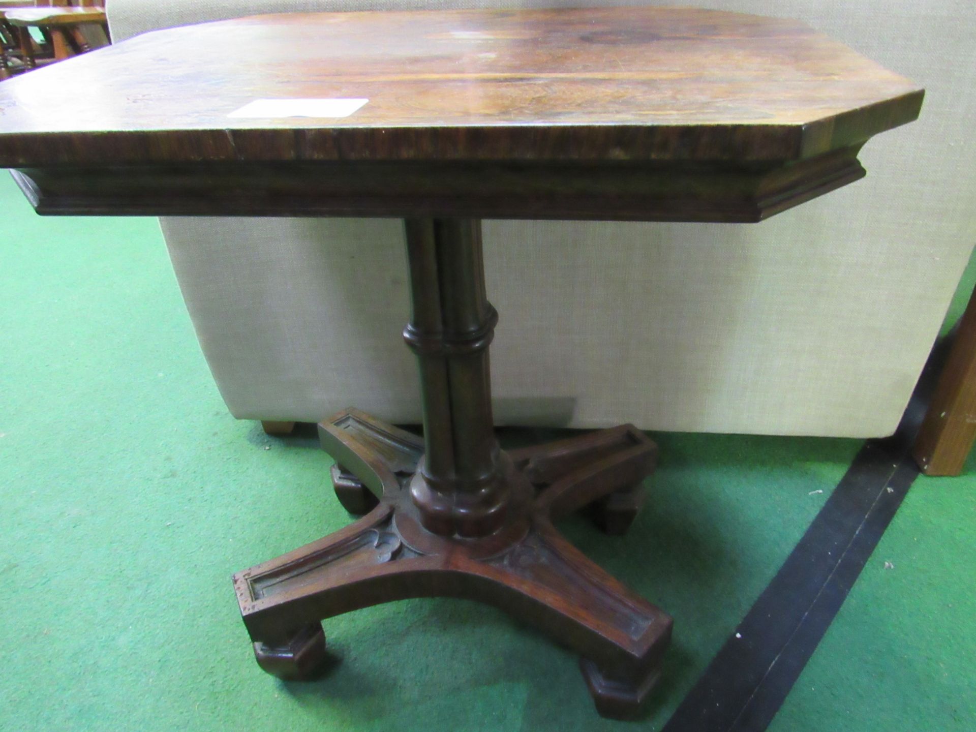 Mahogany wine table on twisted bine support, Rosewood occasional table on 4 column support, shaped - Image 3 of 4