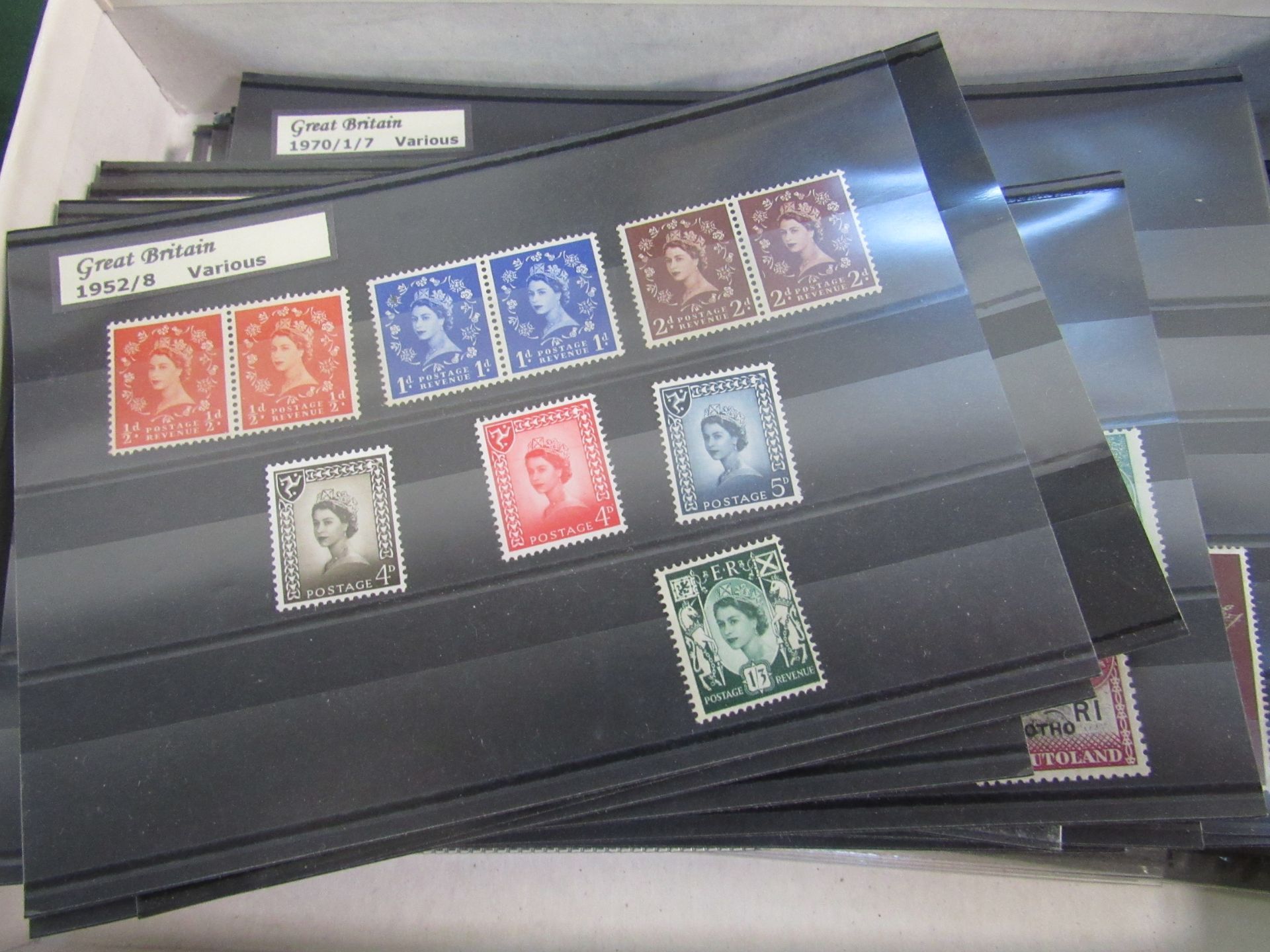 Box of stamps, mix on cards. Estimate £30-35. - Image 2 of 3