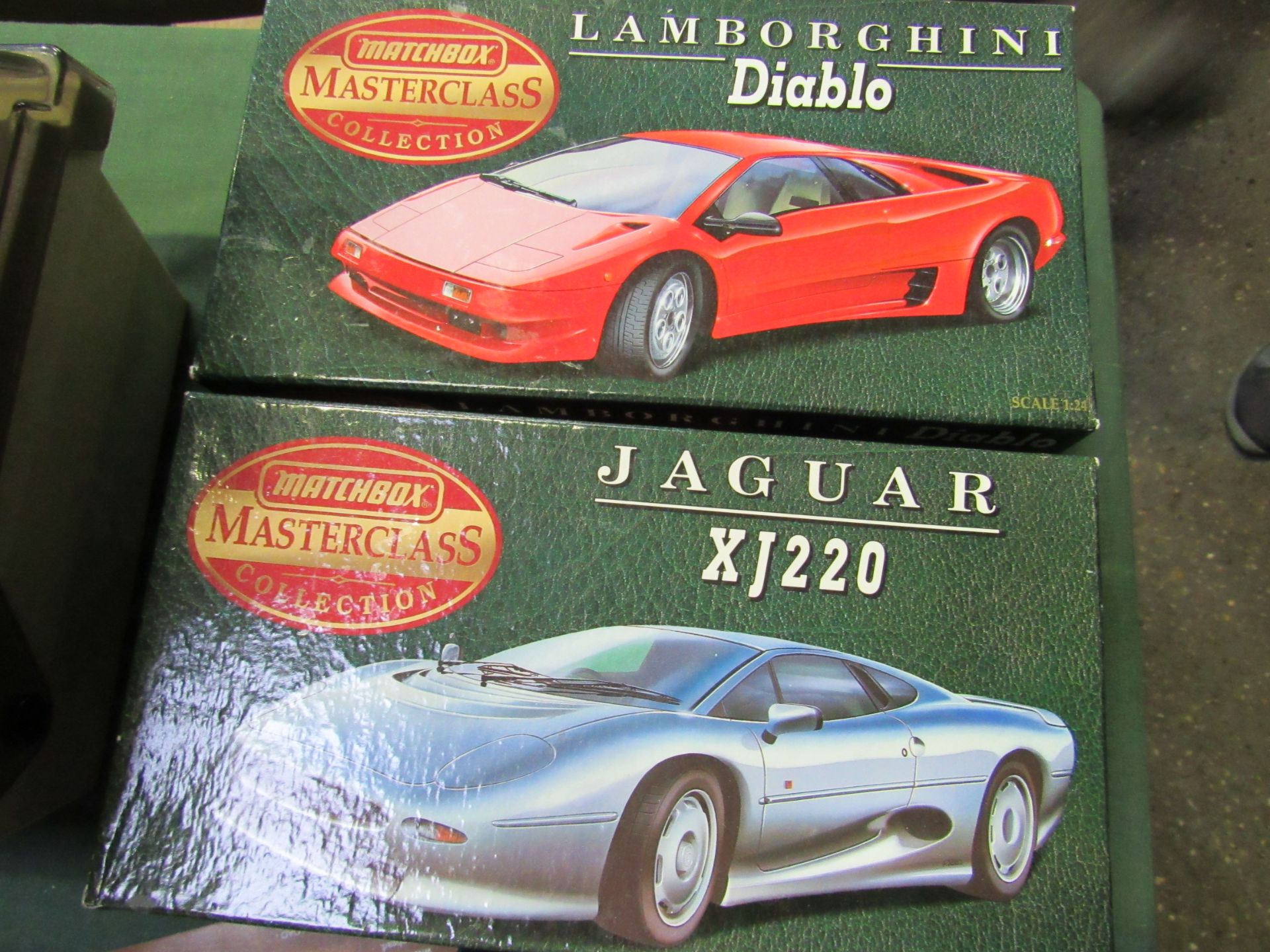 Matchbox Masterclass Lamborghini Diablo, boxed. Matchbox Masterclass Collection Jaguar XJ220, boxed.