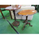 Mahogany wine table on twisted bine support, Rosewood occasional table on 4 column support, shaped