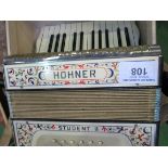 Hohner Student II piano accordion in original case. Estimate £20-40.