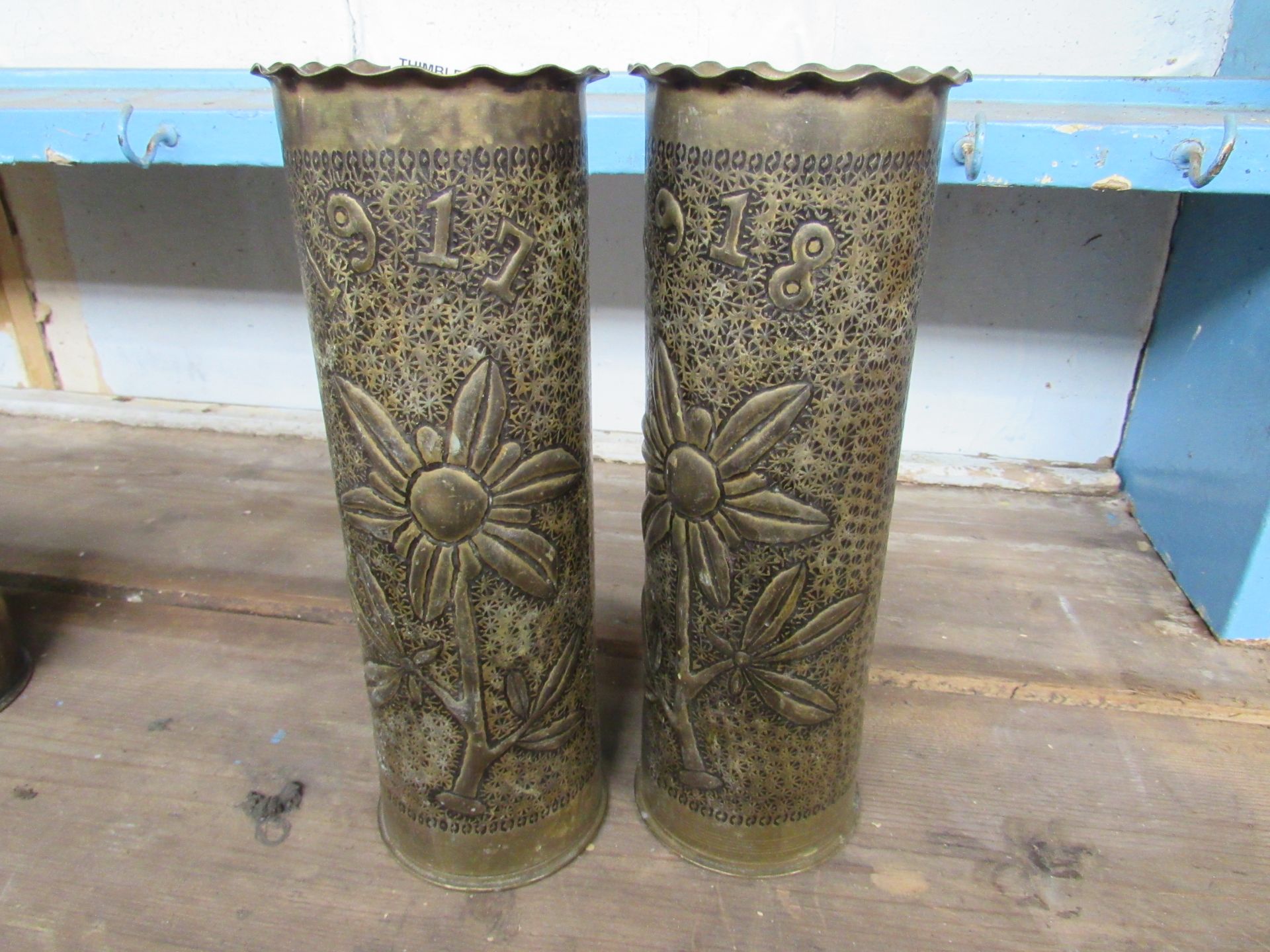 2 Trench Art Vases.