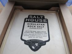 Salt House-Rock Salt Cookup Block and cookbook and a box containing a pestle and mortar and