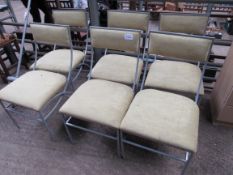 6 metal framed upholstered seat chairs.