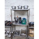 Three tier stainless steel mobile rack. Estimate £60-65.