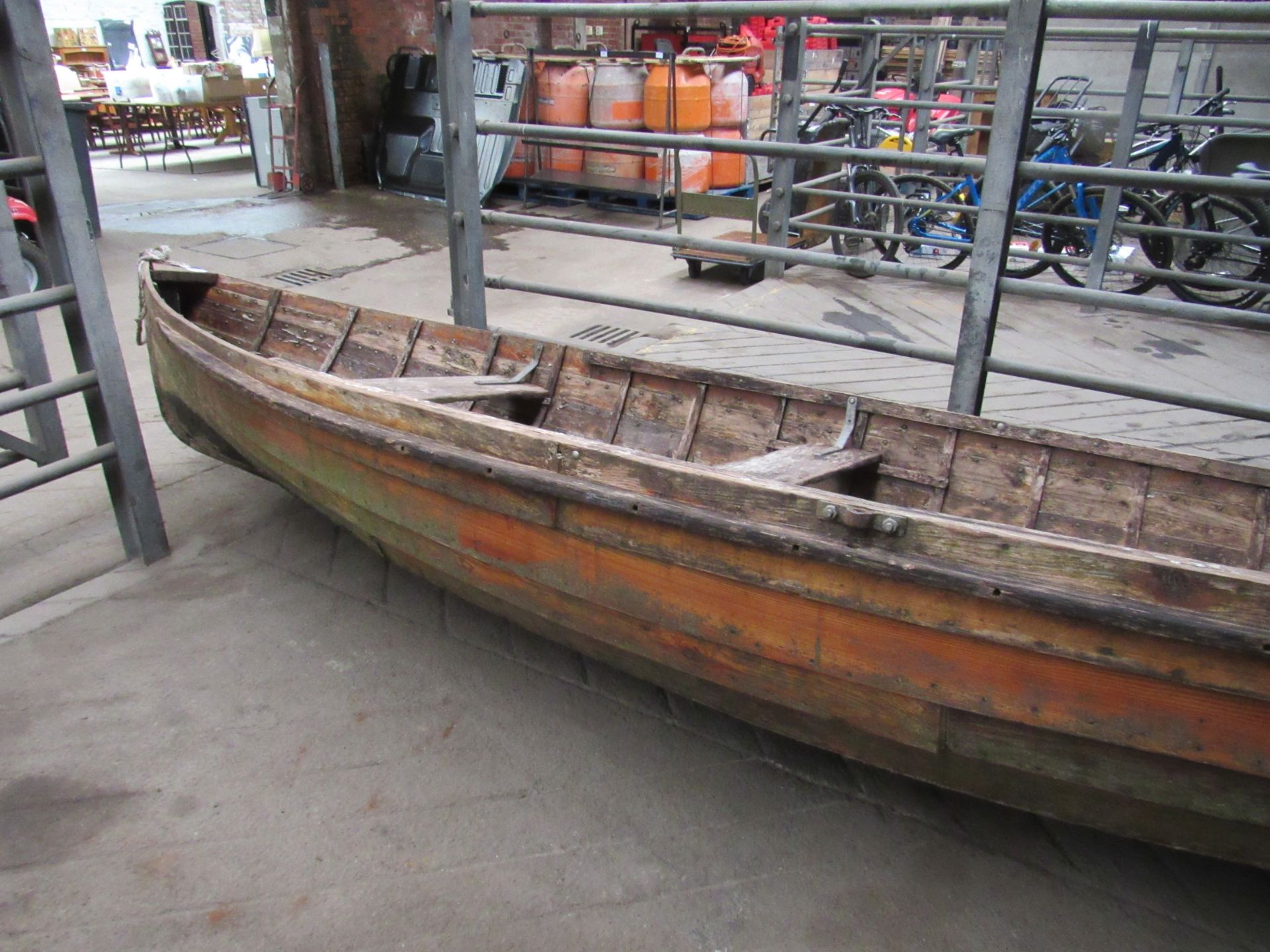 Approximately 16 foot Clinker built Edwardian Boating Lake Rowing Boat with high back seat. Complete - Image 4 of 4
