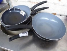7 frying pans.
