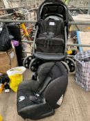 Graco children's buggy and a child's car seat.