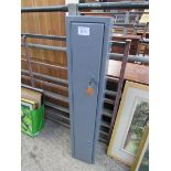 Metal locking cabinet.