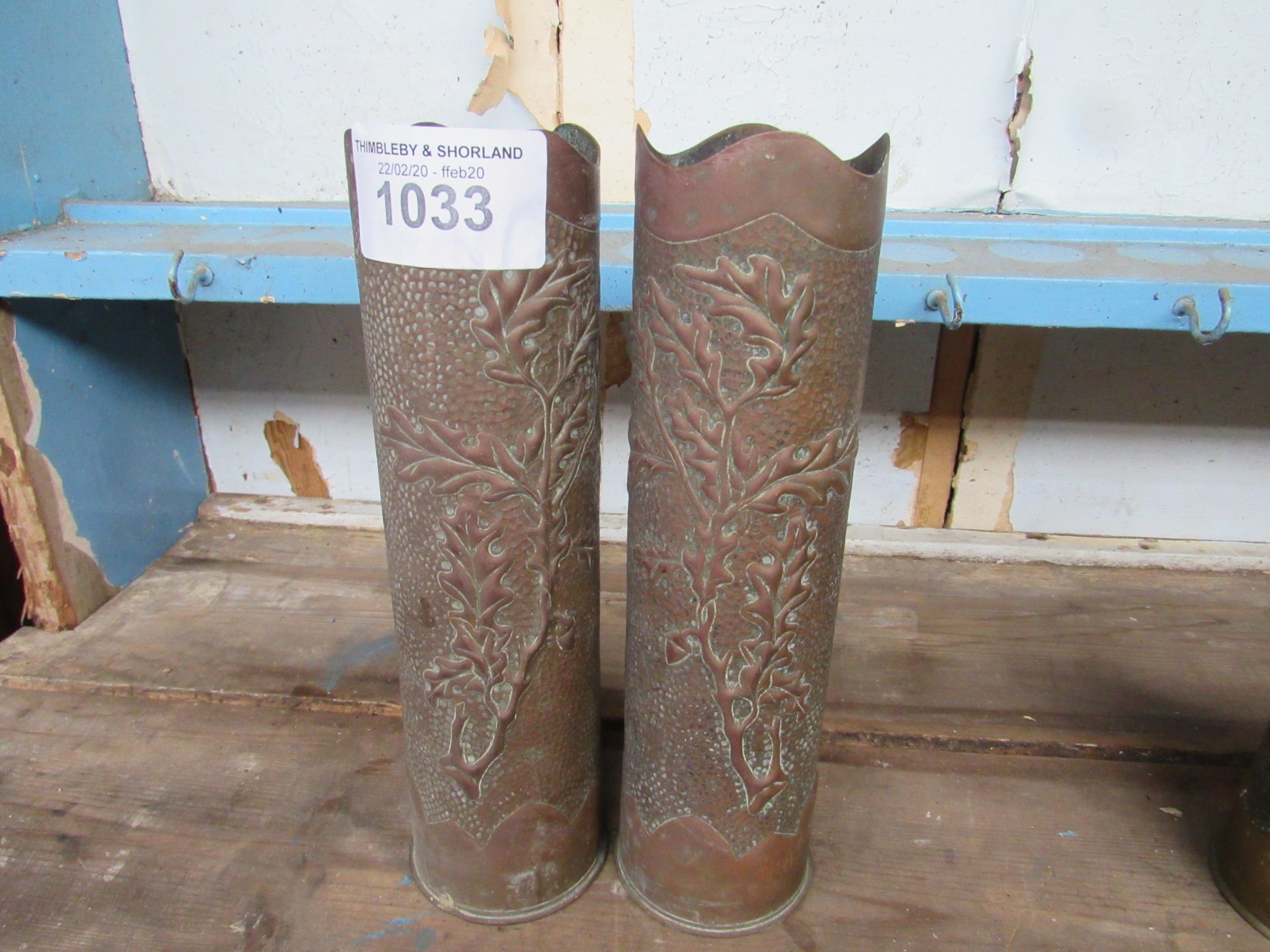 2 Trench Art Vases.