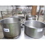 4 heavy duty cook pots - Estimate £40-45.