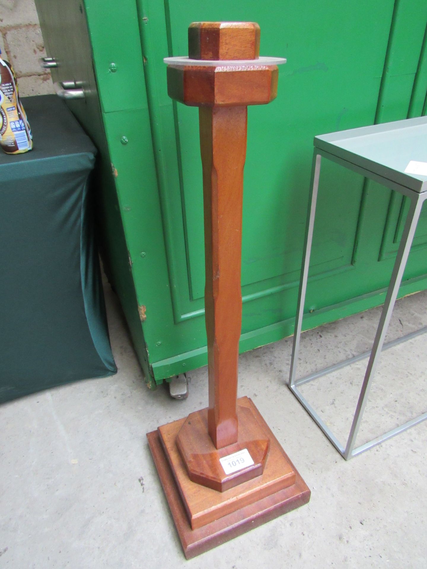 Hardwood candlestick holder, 93cms.