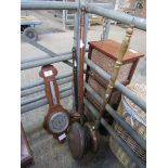 Copper warming pans and barometer.