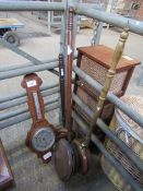 Copper warming pans and barometer.