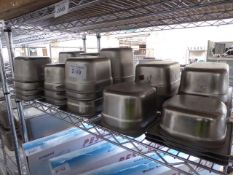 30 stainless steel gastronorms pots. Estimate £30-35.