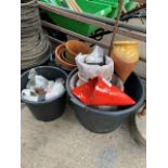 Quantity of glazed flower pots and wall pots.