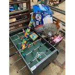 Small football table and other toys.