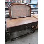 Oak sideboard with 3 frieze drawers and over mantel mirror.