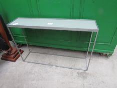 White metal console table, 110 x 26 x 71cms.