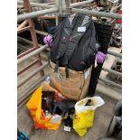 Quantity of clothing; dog cage and other items.