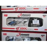 2 radio controlled helicopters.