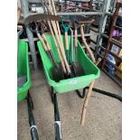 Haemmerlin wheelbarrow together with a quantity of garden tools.