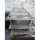 12 bain marie pot with lids. Estimate £30-40.