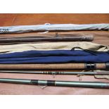 4 various fishing rods.