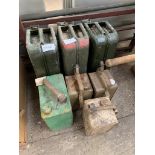 3 old jerry cans and 4 paraffin cans.