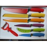 Waltmann 7 piece knife set coloured. Estimate £15-20.