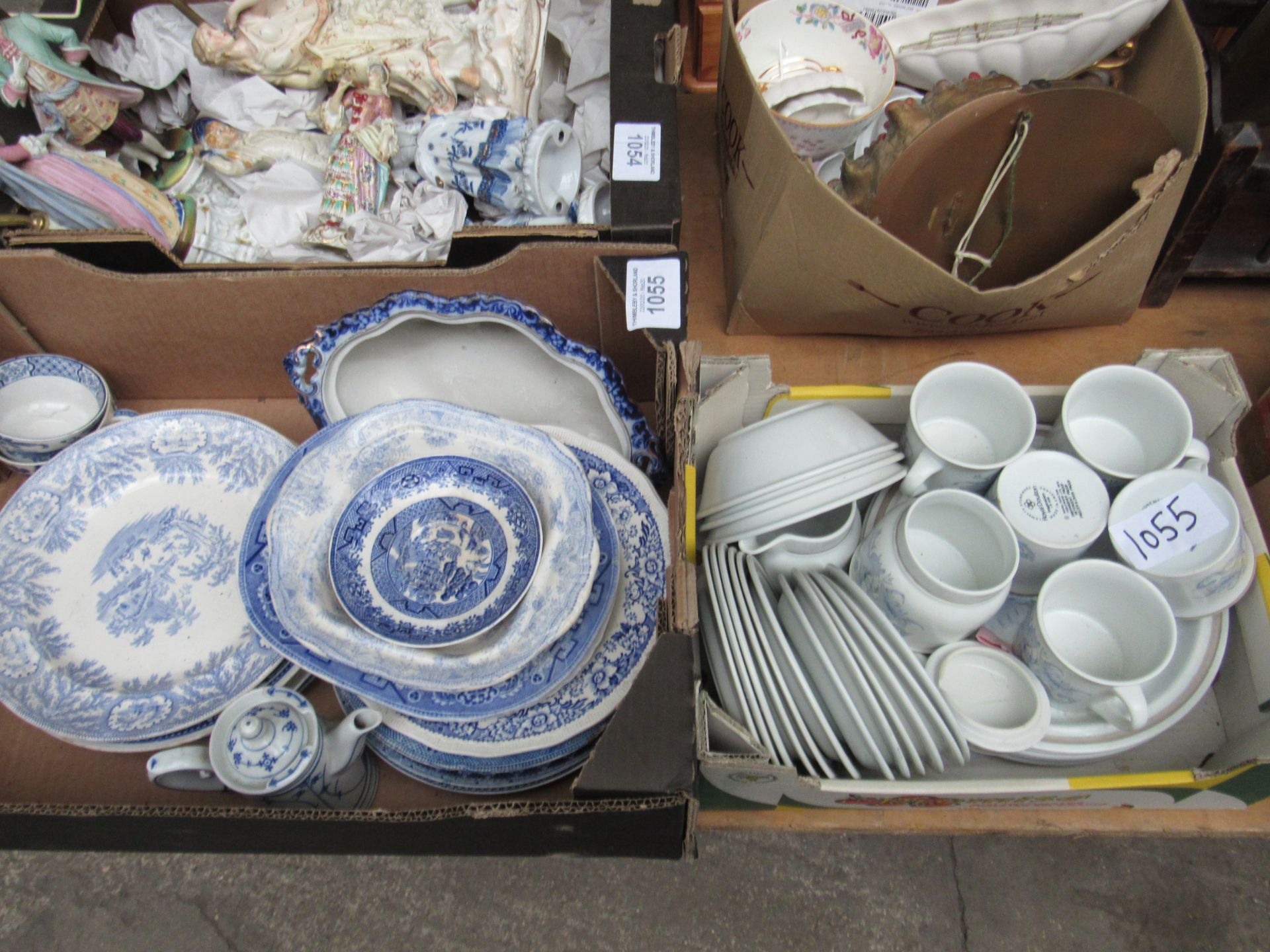 Box of Royal Doulton Lambeth stoneware dinner set; Box of various Blue/white china ware. - Image 3 of 3