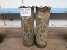 2 Trench Art Vases.