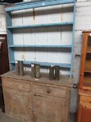 Pine dresser, as found, 140 x 47 x 234cms.