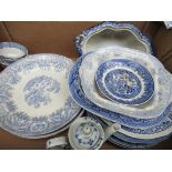 Box of Royal Doulton Lambeth stoneware dinner set; Box of various Blue/white china ware.