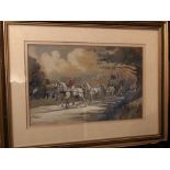 Framed and glazed watercolour of Lewis Priestman's Venture Coach, signed Tom Carr