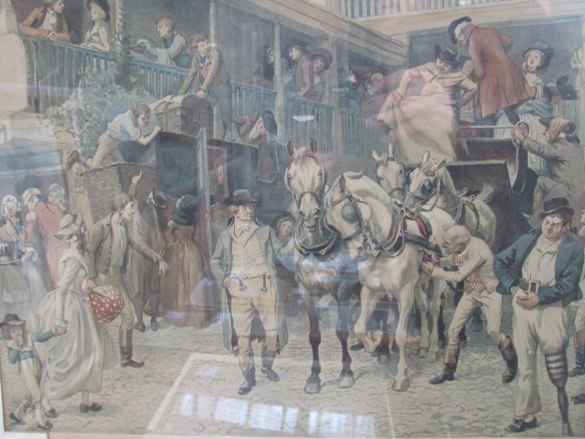 Print entitled Leaving London to Spend Christmas in the Country, departing from the La Belle Sauvage