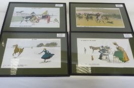 Set of four framed prints by Thackery Edwards depicting humorous scenes of horse dealing