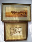 Framed picture of a pair of Shires by Robin Wheeldon