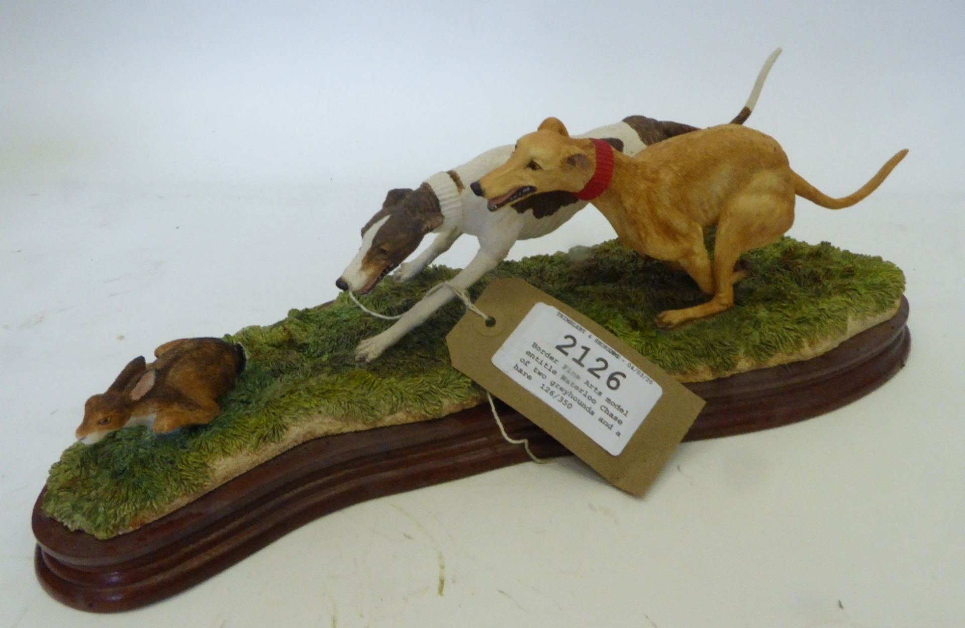 Border Fine Arts model entitled Waterloo Chase of two greyhounds and a hare, 126/350