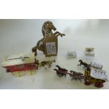 Small Matchbox model of a gypsy wagon, a horse and a pencil sharpner in the form of a buggy, and a