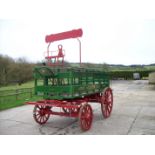 HAULAGE DRAY built in the 1940's of green painted slatted sided body on a red undercarriage with