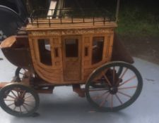 Model of a Stage Coach sign written Wells Fargo & Co., Overland Stage