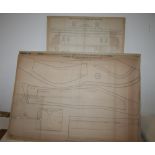 Three original harness maker's patterns mounted on board, measuring 32ins x 22ins