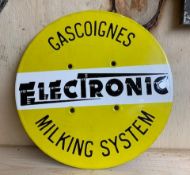 Enamel advertising sign - Gascoignes Electronic Milking System,8ins