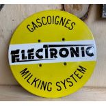 Enamel advertising sign - Gascoignes Electronic Milking System,8ins