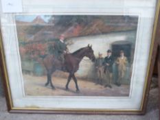 Print of a gentleman on horseback by Blinks with 3 other gentlemen