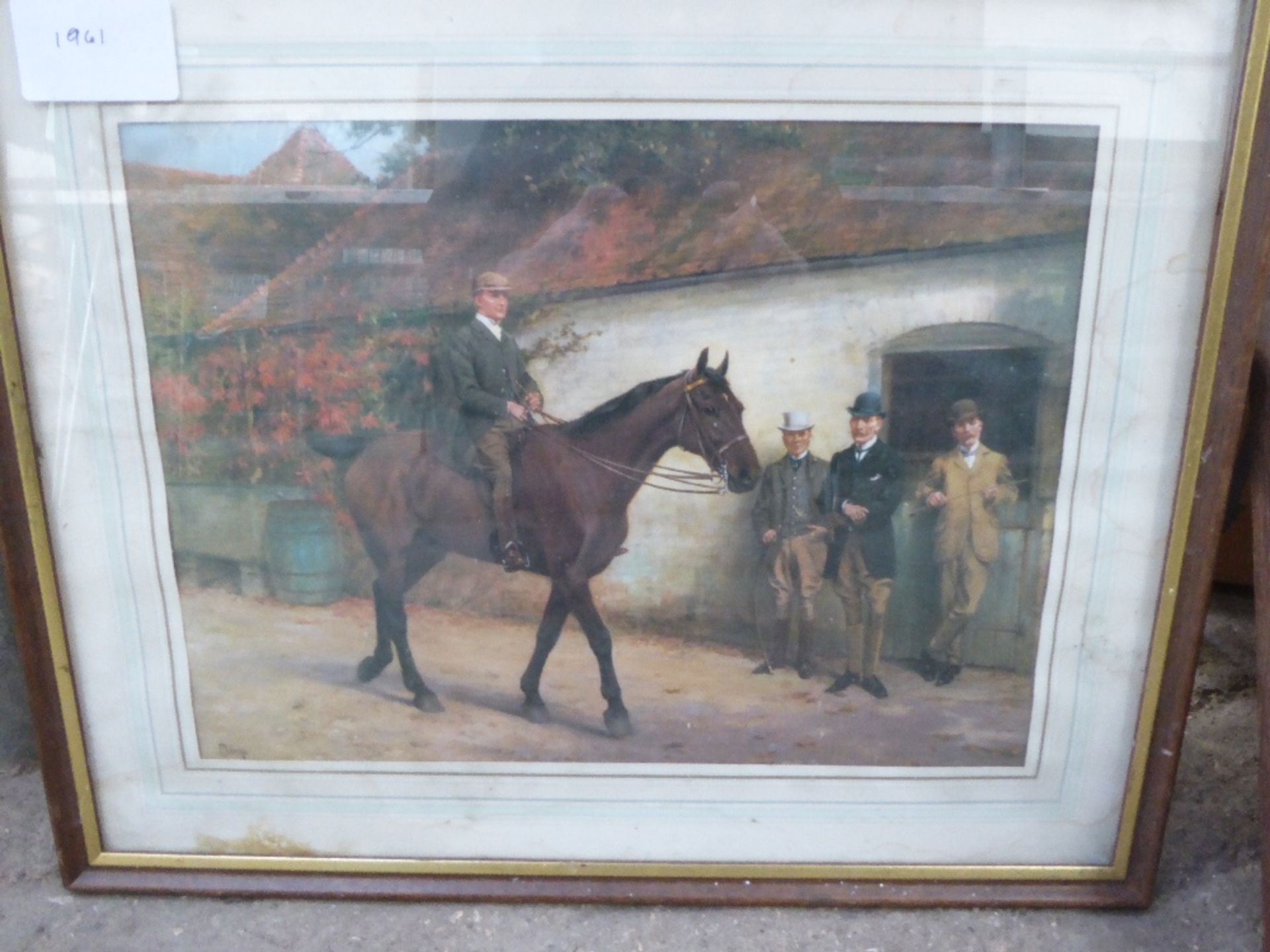 Print of a gentleman on horseback by Blinks with 3 other gentlemen