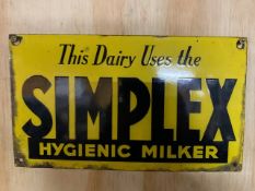 Enamel advertising sign - Simplex Hygienic Milter, 13ins x 6ins